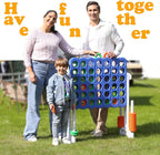 SDADI Height-Adjustable Giant 4-in-a-Row Game, 2-in-1 Jumbo 4-to-Score & Ring Toss Set, Indoor/Outdoor Yard Party Toy for Kids, Adults & Family, White