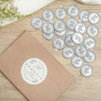 PONATIA Silver Wax Seal Stickers -50pcs Eucalyptus Self- Adhesive Wedding Seal Stickers, Perfect for Invitation Cards, Envelopes, Christmas Cards, Gift Wrapping, Party Decor
