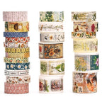 Vintage Washi Tape Set - 24 Rolls Arts Adhesive Tapes Assorted Retro Decorative Masking Tape Sets for Craft, Kids, Scrapbook, DIY, Gift Wrapping (5-Botanical Garden)