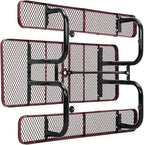 Global Industrial 6’L Rectangular Picnic Table, Expanded Metal, Red Thermoplastic Coating, Attached Benches, 1-1/2” Umbrella Pole Hole, Outdoor-Rated, 1000 lb Capacity, 72” x 30” Tabletop