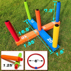 Ring Toss Game for Kids, Indoor & Outdoor Game for Family and Adults with 5 Poles, 2 Bases and 16 Rings in 4 Colors, Soft Foam Toy for Kids Backyard Ring Toss Fun