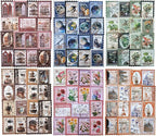 Vintage Stamp Paper Set, 120 PCS Embossed Scrapbook Paper Kit for Journaling, DIY Collage, Card Making, and Art Crafts Supplies