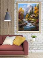 14CT Counted Cross Stitch Kits for Adults Advanced Mountains Lake Printed Stamped Cross Stitch Kits for Adults (Mountain Lake 3)