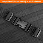 Heavy-Duty Buckles and Strap Set 1-1/4": 6 Yards of Thick Nylon Webbing, 6-Pack Adjustable Quick Side Release Plastic Buckles, 12 Tri-Glide Slide Clips, Black (1 1/4 Inch Combo Set)
