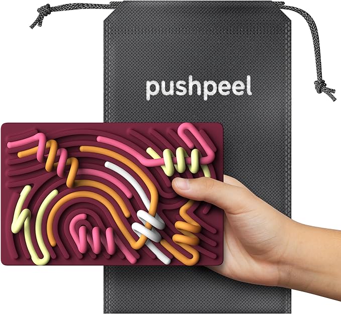 Sensory Activity Board: Silicone Fidget Toy for Calming, Stress, Anxiety, ADHD & Autism | Silent, No Mess | Kids 3+ & Adults | Includes Portable Travel Bag & 11 Strings