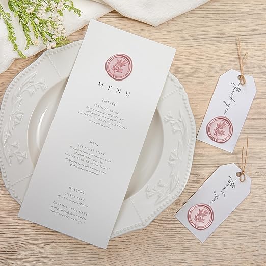 PONATIA Wax Seal Stickers -Rose Gold Wedding Invitation Seal Stickers, 50 Pcs Self- Adhesive Stickers, Perfect for Invitation Cards, Envelopes Christmas Cards, Gift Wrapping, Party Menu Decor