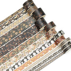 12 Rolls Kyoto Charm Washi Tape Set Japanese Arts Adhesive Tapes Geometric Garden Decorative Masking Tape Sets for Craft, Kids, Scrapbook, DIY, Gift Wrapping (Black Elegance)