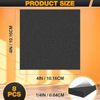 MYFAMIREA 8 PCS Adhesive Foam Padding Sheets Closed Cell Self Adhesive Sticky Foam Pads, 1/4" Thick 4'' x 4'' Neoprene Rubber Sheets Non-Slip Insulation Pads Vibration for Furniture Crafts Cars, Black