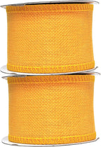 Mandala Crafts Yellow Burlap Ribbon 2.5 Inches Wide Jute Ribbons for Crafts - 20 Yds Roll Rustic Burlap Wrap Trim Ribbons for Wreaths Bows Wedding Party Decoration