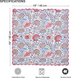 Ridhi Pigeon Blue Hand Block Print Napkins 18" x 18" Set of 4 Reusable Cotton Dinner Napkins for Weddings, Parties & Everyday Dining, Thanksgiving, Christmas, Fall