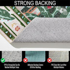 Oriental Tropical Washable Rugs, Greyish Green Boho Vintage Distressed Hippie 4x6 Area Rugs for Living Room Bedroom Kitchen Entryway Dorm, Abstract Botanical Animal Tribal Accent Carpet
