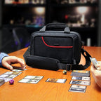 USA Gear Card Deck Storage Bag Compatible with TCG and CCG Deck Games - Card Protector Bag with Padded Shoulder Strap, Customizable Interior, Weather Resistant - Fits Boxes and Loose Cards - Red