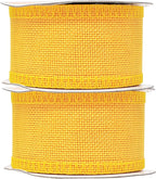 Mandala Crafts Yellow Burlap Ribbon 2 Inches Wide Jute Ribbons for Crafts - 20 Yds Roll Rustic Burlap Wrap Trim Ribbons for Wreaths Bows Wedding Party Decoration