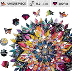 Puzzles for Adults Diamond Mandala Wooden Puzzles, 200 Pieces Unique Shaped Liberty Jigsaw Puzzles, Creative Toys for Adults and Kids, Fun Challenge Family Game 11.2'' x 11.2''