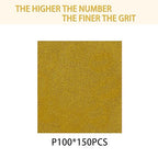150PCS 100 Grit Gold Sanding Discs, 5-Inch 8-Hole Sandpaper for Random Orbital Sander, for Automotive or Woodworking