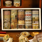 36 Rolls Vintage Washi Tape Pack Retro Arts Adhesive Tapes Wide Chronicle Decorative Masking Tape Sets for Craft, Kids, Scrapbook, DIY, Gift Wrapping (Globetrotting)