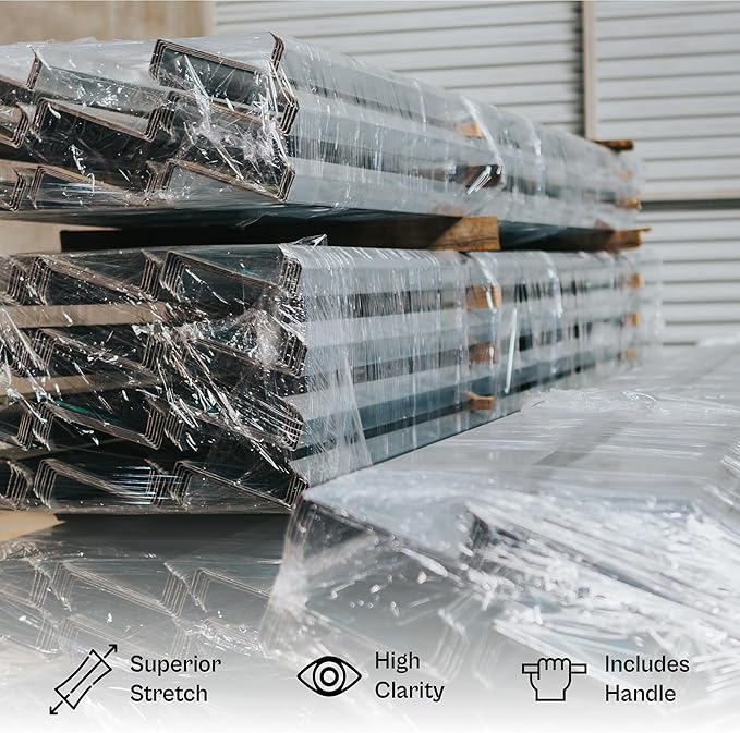 PSBM Mini Stretch Wrap with Handle, 18 Pack, 3 Inch x 1000 Feet, 80 Gauge, Clear, Small Plastic Cling Film for Pallets Moving Storing
