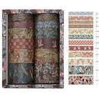 12 Rolls Kyoto Charm Washi Tape Set Japanese Arts Adhesive Tapes Geometric Garden Decorative Masking Tape Sets for Craft, Kids, Scrapbook, DIY, Gift Wrapping (Crimson Fields)
