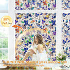 Window Privacy Film Stain Glass Window Film Rainbow Window Film Window clings Non-Adhesive Reusable Decorative for Room (Stained Leaf, 23.6 x 78.7 in)