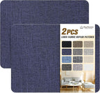 KING MOUNTAIN Fine Linen Repair Patches, Self-Adhesive Linen Fabric Patches, 8X11 inch 2 PCS, Multi Color, Can be Used for Linen Sofa Repair and Linen Clothes Repair(8" x 11"-2PCS, Dark Blue 1.0)