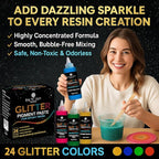24 Color Pigment Paste for Epoxy Resin Set [ Glitter Series ] – Opaque Epoxy Pigment, Epoxy Dye Paste & High Concentration Mica Powder for Resin Art, Jewelry, Tumblers, Coasters & Crafts