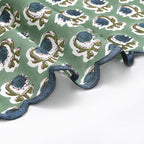 Ridhi Basil GreenHand Block Print Napkins 18" x 18" Set of 4 Reusable Cotton Dinner Napkins for Weddings, Parties & Everyday Dining, Thanksgiving, Christmas, Fall
