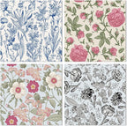 24 Sheets 12 Designs Scrapbook Paper Pad,6"×6” Single-Sided Decopodge Craft Cardstock Paper, Christmas Scrapbooking DIY Decorative Background Cardmaking Supplies.Flowers