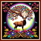 Dimensean Stamped Cross Stitch Kits Full Range of Embroidery Patterns Starter Kits for Beginners Adult or Kids DIY Cross Stitches Needlepoint Kits 11CT-Elk Moon 17.7x17.7 inch