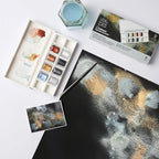 Winsor & Newton Cotman Watercolor Paint Set, 8 Half Pan, Metallic Colors w/ Brush