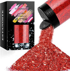 Estanoite Holographic Chunky Glitter, 160G/5.64OZ Glitter, Mixed Fine & Chunky Glitter for Epoxy Resin, Iridescent Glitter for Crafts Tumblers, Halloween Christmas Festival Painting Decor (Red)