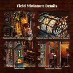 LED 3D Puzzle Magic Station Book Nook Kit - Interactive 3D Wood Puzzle LED Magical Miniature with Infinite Extension Space - DIY Bookshelf Insert Decor Gifts