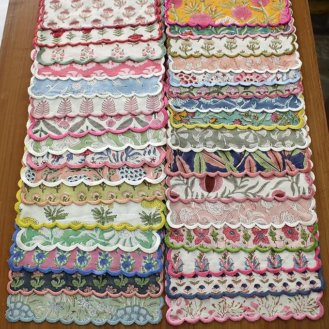 Ridhi Cloth Napkins 100% Pure Cotton Farmhouse Wedding Dinner Napkins for Halloween, Thanksgiving, Holiday Daily Wedding uses Napkins (6-20"x20" Dinner Napkin, Mix Random)