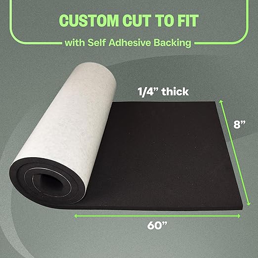 XCEL Foam Roll with Self Adhesive – Black, 60" x 8" x 1/4" (2 Pack) Closed Cell Foam Rubber Water Resistant Padding – Home, Marine, Garage, Auto Insulation & Cosplay Black, 60" x 8" x 1/4" (2 Pack)