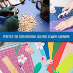 U.S. Art Supply 18" x 24" Self-Healing Cutting Mat 5-Ply - Double-Sided Pink/Blue Craft Mat, Non-Slip Cutting Mats for Crafts, Sewing, Quilting, Scrapbooking
