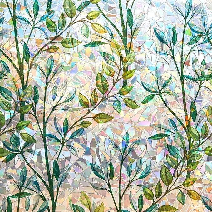 Finnez Window Privacy Film 3D Static Cling Window Film, No Glue Heat Control & 96% UV Blocking for Home Office, Decorative Frosted Glass Cover 17.5 Inch x 13.1 Feet