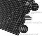 XNM Premium Self Healing Cutting Mat - 18 Inches by 24 inches - A2, 3 Layer Quality PVC Construction - Dual Sided, Imperial and Metric Grid Lines - Perfect for Cutting, Sewing, and Crafts