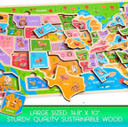 Montessori Mama USA Map Wooden Puzzle, Puzzles for Kids Ages 4-6 Educational Toys for 4 Year Old Kids Puzzles Ages 5-8 Landmarks, Animals, Capitols and States
