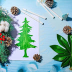 8 Pieces Pine Tree Stencils Art Painting Templates Stencils for Painting on Wood Winter Holiday DIY Wall Floor Decor Supplies (11.4 x 11.4 Inch)