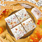 Fulmoon 200 Pieces Fall Floral Cocktail Napkins Disposable Thanksgiving Day Flower Decoupage Paper Napkins Vintage Wildflower Beverage Towel for Autumn Fall Party Favor Supplies