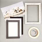 8.5x11 Mat Bevel Cut for 7x9 Photos - Acid Free Charcoal Grey Precut Matboard with Backing Board and Crystal Clear, Self Seal Photo Mat Bag - for Pictures, Photos, Framing - 4-ply Thickness