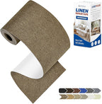 KING MOUNTAIN Linen Repair Patches, Self-Adhesive Linen Fabric Patches, 4 X 63 inch Extra Size, Multi Color, Can be Used for Linen Sofa Repair and Linen Clothes Repair (Brown)