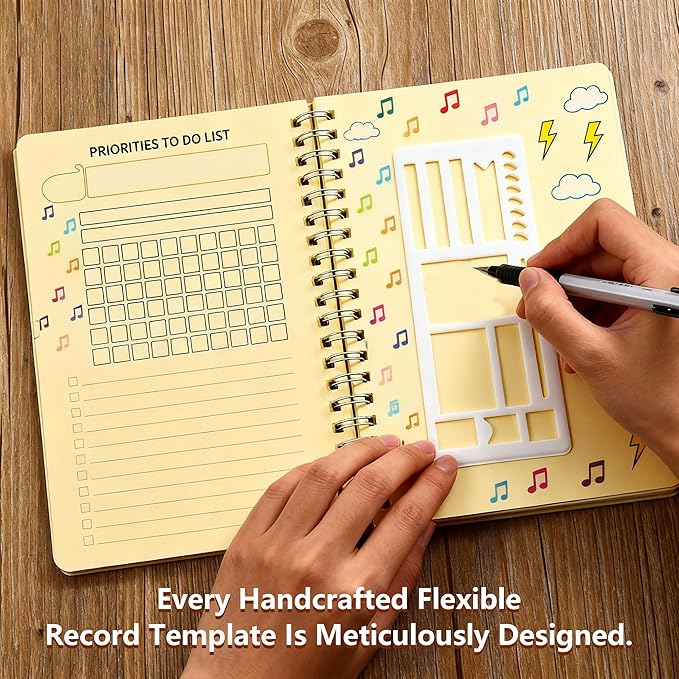 3 Pcs Journal Stencil Set – Reusable Flexible Templates for Dotted Journals & Planners, Drawing & Lettering Aids for DIY Checklists, Calendars, Scrapbooking & Daily Tracking (A)