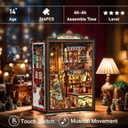 ISSEVE Book Nook Kit - DIY Miniature House Kit for Adults Teens Beginners, Christmas Dollhouse Booknook with Music Mechanism Tiny House Bookshelf Decoration 3D Wooden Puzzles (Christmas Shop)