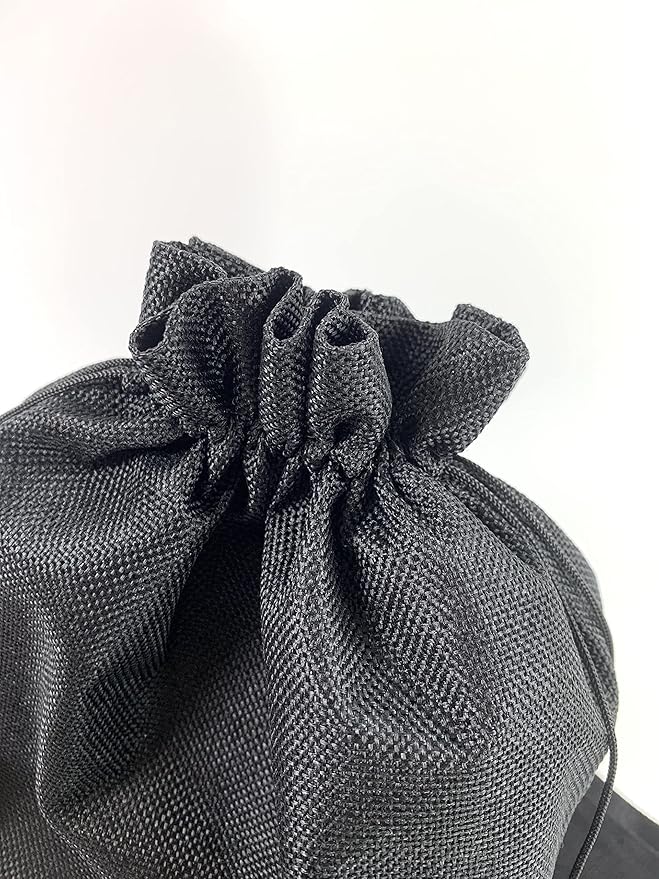 Palmhomee Pack of 4 Burlap Gift Bags with Drawstring Linen Jewelry Pouches Wedding Hessian Jute Bags for Birthday and Treat Pouches Party Wedding Favors Gift (12x16 Inch, Black)