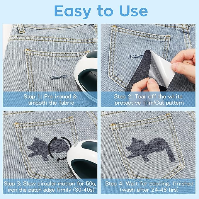 HTVRONT Iron on Patches for Clothing Repair, Cotton Patches Iron on, Dark Blue Repair Decorating Kit 20 Pieces Iron on Patch Size 3" by 4-1/4" (7.5 cm x 11 cm)