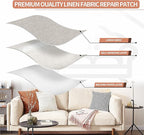 Fine Linen Repair Patches, Self-Adhesive Linen Fabric Patches, 12X40 inch Extra Size, Multi Color, Can be Used for Linen Sofa Repair and Linen Clothes Repair(12" x 40",Rice Coffee)