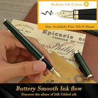 BEILUNER Racing Green Fountain Pen,Stunning Luxury Pens with 24K Gold Finish, Gorgeous 24K Gilded Nib(Medium), Fancy Pen Gift for Men&Women -Ink Converter-Christmas, Office,Fancy,Nice Pen for Writing
