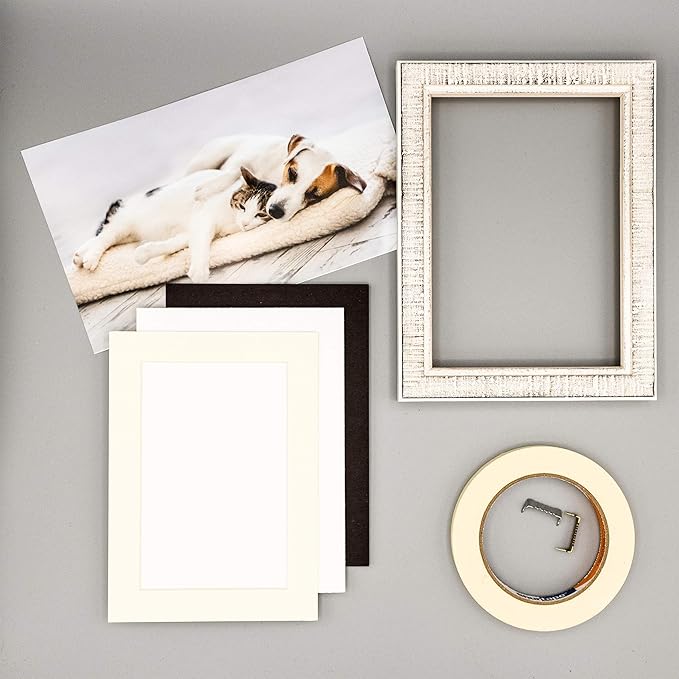 6x8 Mat for 8x10 Frame - Precut Mat Board Acid-Free Textured Cream 6x8 Photo Matte for a 8x10 Picture Frame, Premium Matboard for Family Photos, Show Kits, Art, Picture Framing, Pack of 10 Mats