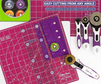 The Quilted Bear Rotating Cutting Mat 12" x 12" - Locking & Rotating Self Healing Cutting Board for Sewing, Fabric & Quilting - 360 Degree Sewing Supplies Mat for Craft Table (Pink)