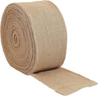 KINJOEK 6 Inch Wide 11 Yards Burlap Ribbon, Natural Jute Fabric Ribbon Crafts Ribbon for Christmas Wedding Gifts Burlap Fabric DIY for Decoration